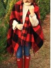 Black and Red Plaid Patterned Cape W/ Fringe.